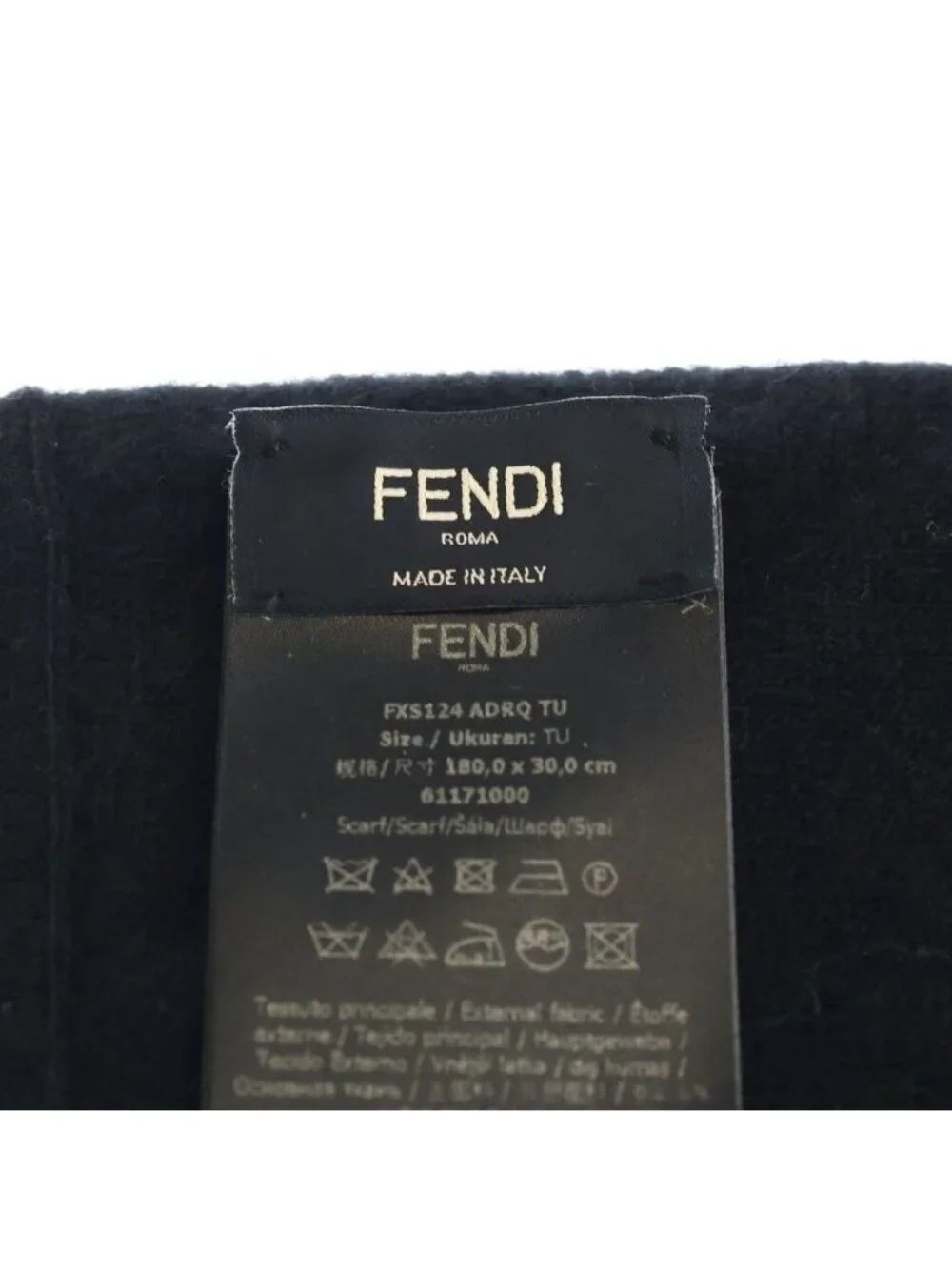 Fendi Logo Scarf Black Yellow Cotton